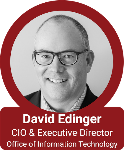 David Edinger CIO and Executive Director of the Governor's Office of Information Technology headshot in red frame