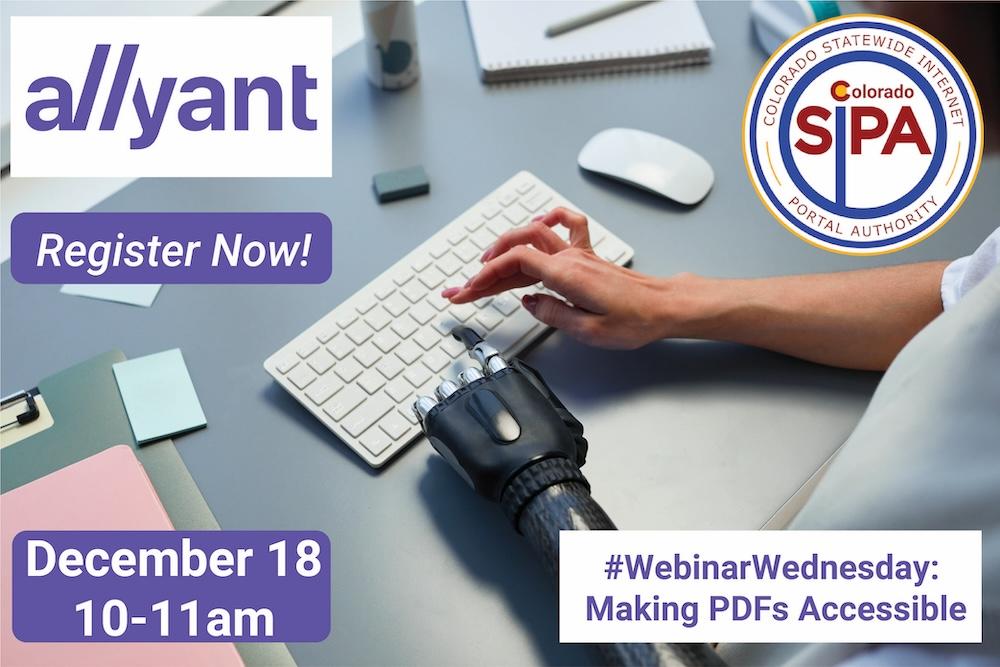 Webinar Wednesday Making PDFs Accessible by Allyant on December 18, 2024 from 10 to 11 A.M.