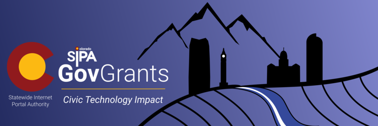SIPA GovGrants Logo next to mountains, buildings, and plains with a river