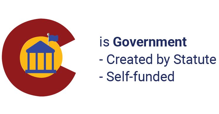 Colorado SIPA is government logo, text: sipa was created by statute and is self-funded
