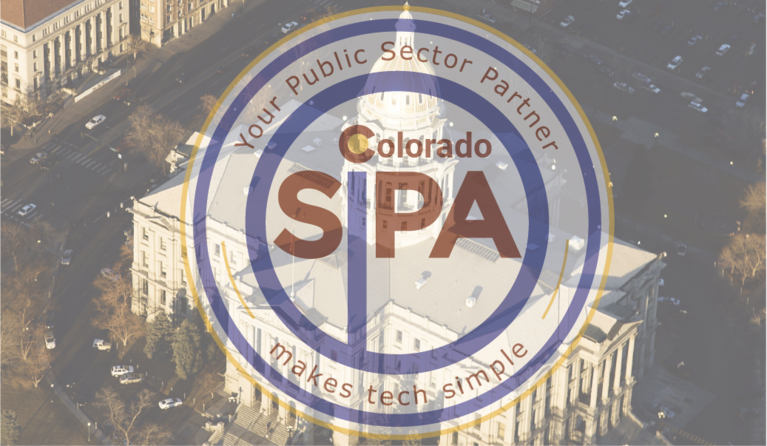 Colorado SIPA logo as an overlay of the state capitol