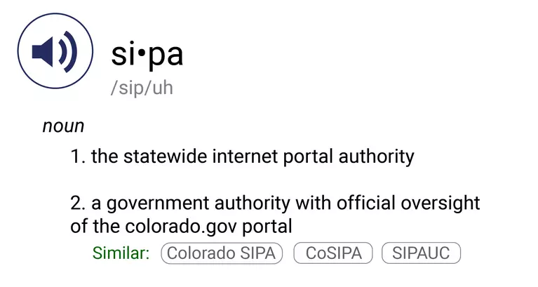 SIPA is a government authority that exists to help government put information and services online for residents of Colorado image